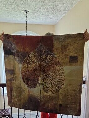 Set Of Two Autumn Leaf Wall Tapestry - Earth Tones 39x39